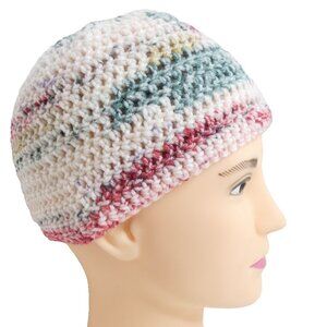 Multicolor Skull Cap OS Handmade Crochet Hand Knit Warm Hat Unisex 7" Long NWT